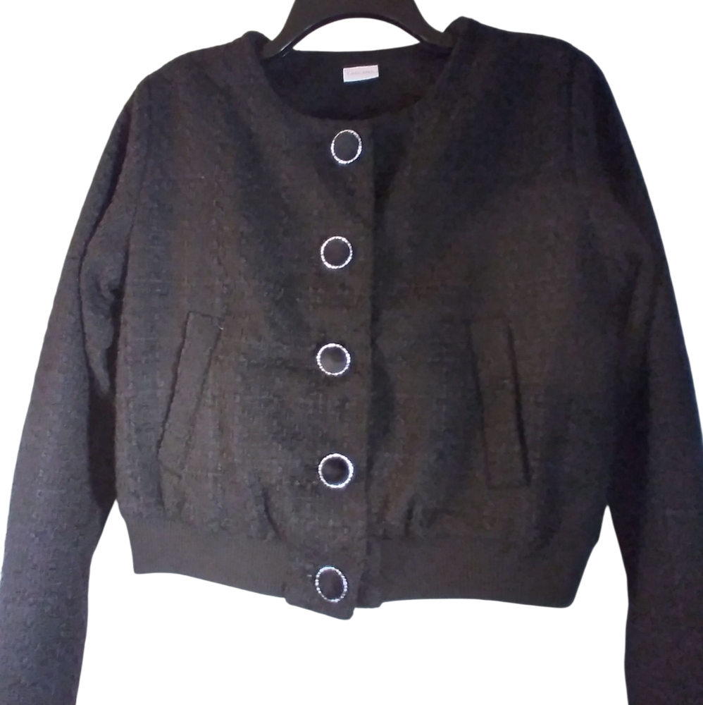 Lascana Black Button-Up Jacket Cropped Front Pockets Size 6 Business Casual - Picture 1 of 10